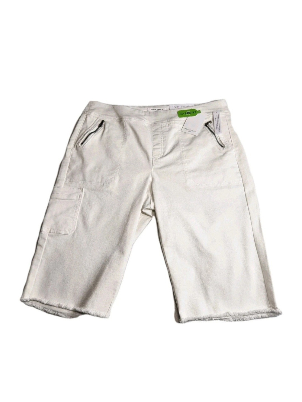 Westbound Park Avenue Women's Shorts Size 10P Pull On White Mid-Rise Raw Hem 57 - Picture 2 of 9